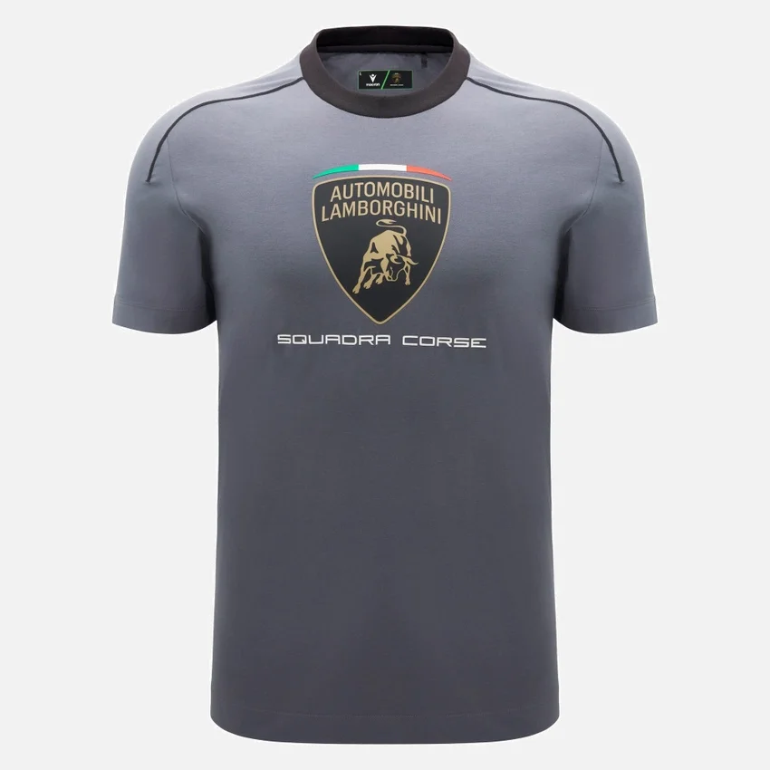 Automobili Lamborghini Squadra Corse grijs sport-T-shirt voor heren Automobili Lamborghini Squadra Corse grijs sport-T-shirt voor heren