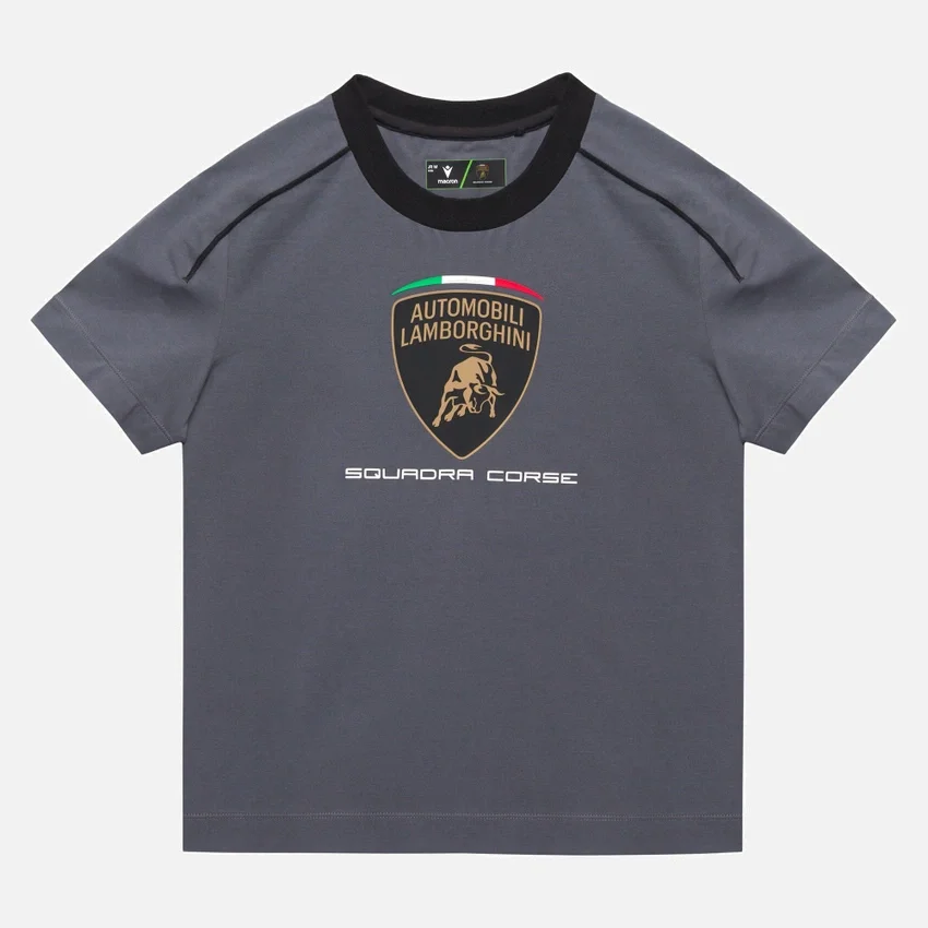 Automobili Lamborghini Squadra Corse grijs sport-T-shirt voor kinderen Automobili Lamborghini Squadra Corse grijs sport-T-shirt voor kinderen