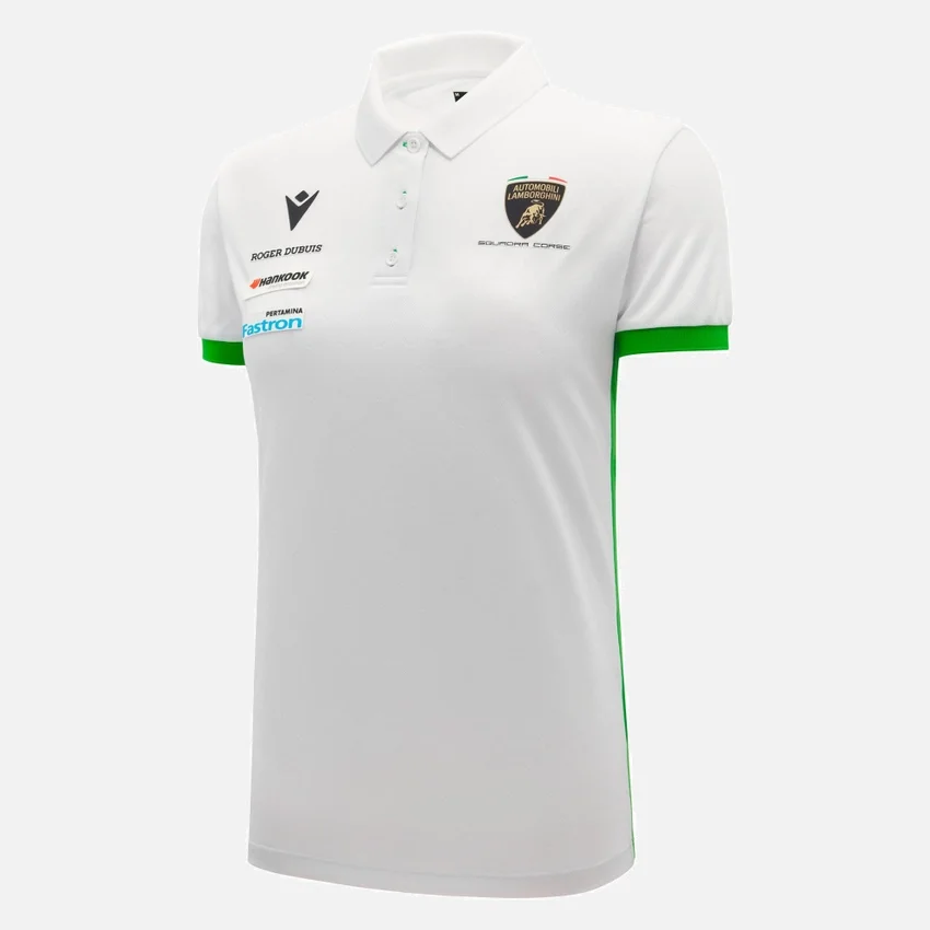 Automobili Lamborghini Squadra Corse Wit poloshirt voor dames Automobili Lamborghini Squadra Corse Wit poloshirt voor dames