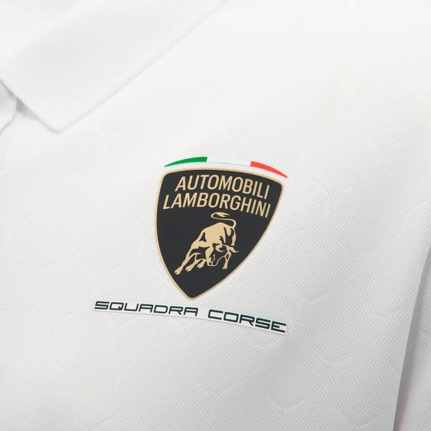 Automobili Lamborghini Squadra Corse Wit poloshirt voor dames Automobili Lamborghini Squadra Corse Wit poloshirt voor dames