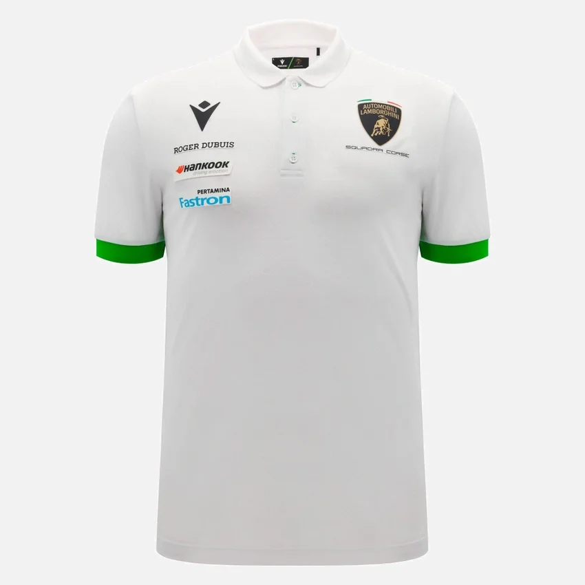 Automobili Lamborghini Squadra Corse Wit poloshirt voor heren Automobili Lamborghini Squadra Corse Wit poloshirt voor heren