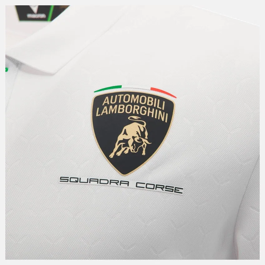 Automobili Lamborghini Squadra Corse Wit poloshirt voor heren Automobili Lamborghini Squadra Corse Wit poloshirt voor heren