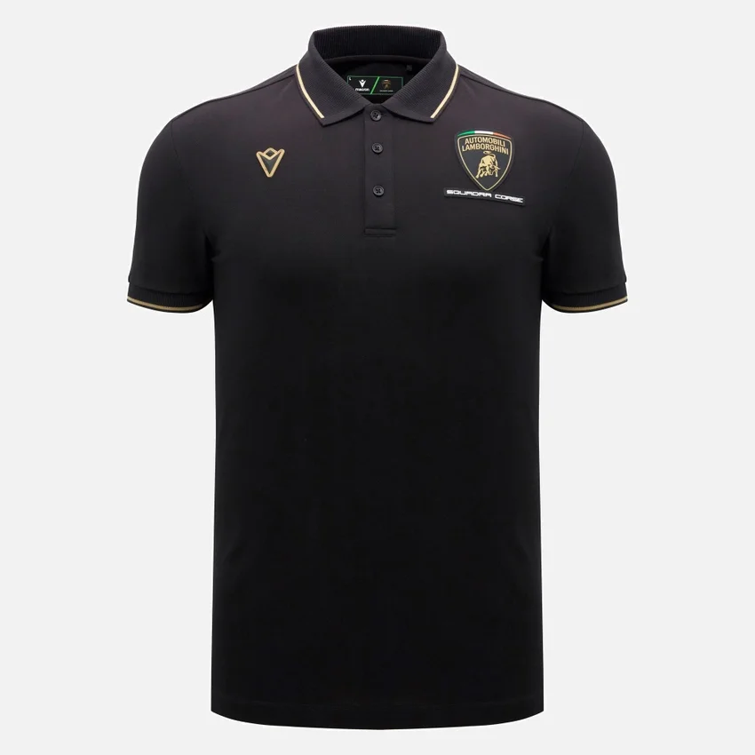 Automobili Lamborghini Squadra Corse Zwart poloshirt voor heren Automobili Lamborghini Squadra Corse Zwart poloshirt voor heren