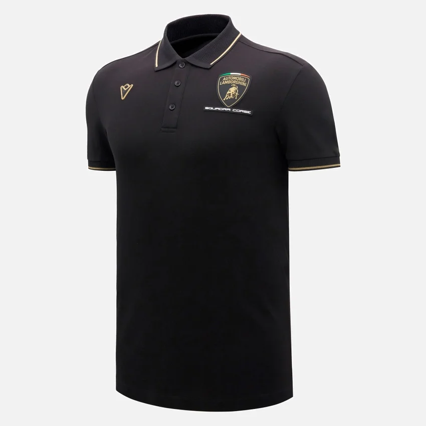 Automobili Lamborghini Squadra Corse Zwart poloshirt voor heren Automobili Lamborghini Squadra Corse Zwart poloshirt voor heren