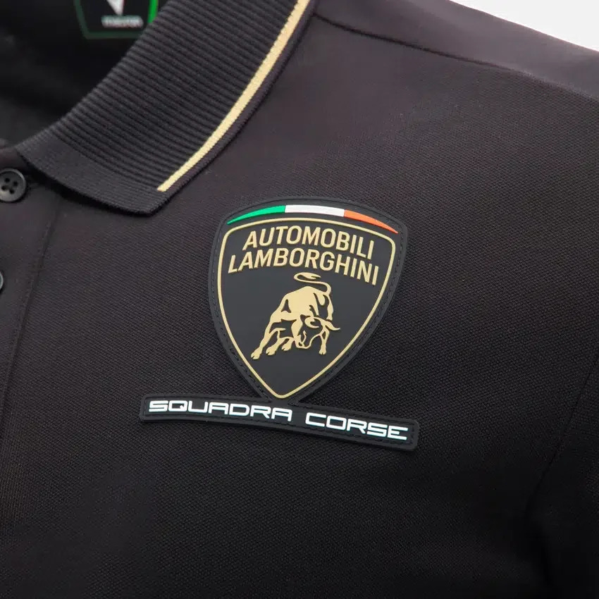 Automobili Lamborghini Squadra Corse Zwart poloshirt voor heren Automobili Lamborghini Squadra Corse Zwart poloshirt voor heren