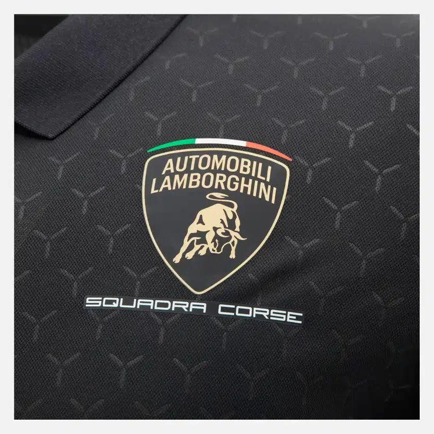Automobili Lamborghini Squadra Corse Zwart poloshirt voor heren Automobili Lamborghini Squadra Corse Zwart poloshirt voor heren