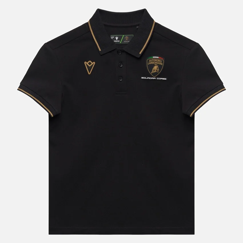 Automobili Lamborghini Squadra Corse zwart poloshirt voor kinderen Automobili Lamborghini Squadra Corse zwart poloshirt voor kinderen