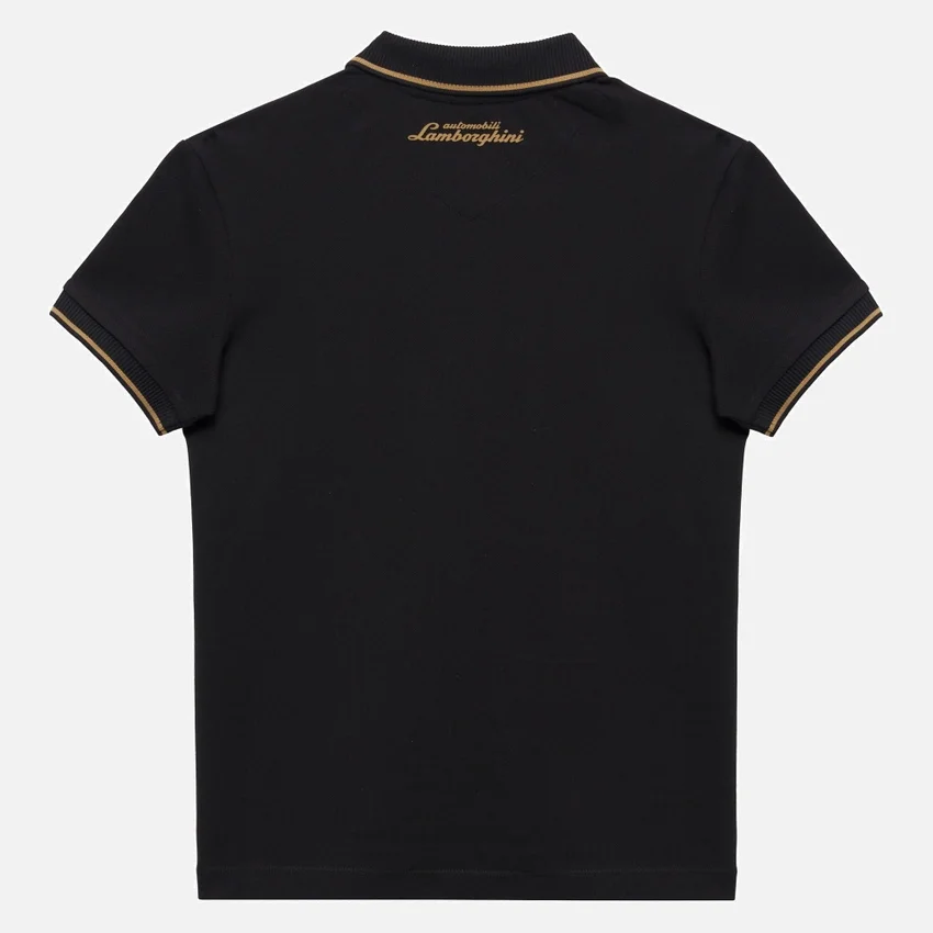 Automobili Lamborghini Squadra Corse zwart poloshirt voor kinderen Automobili Lamborghini Squadra Corse zwart poloshirt voor kinderen