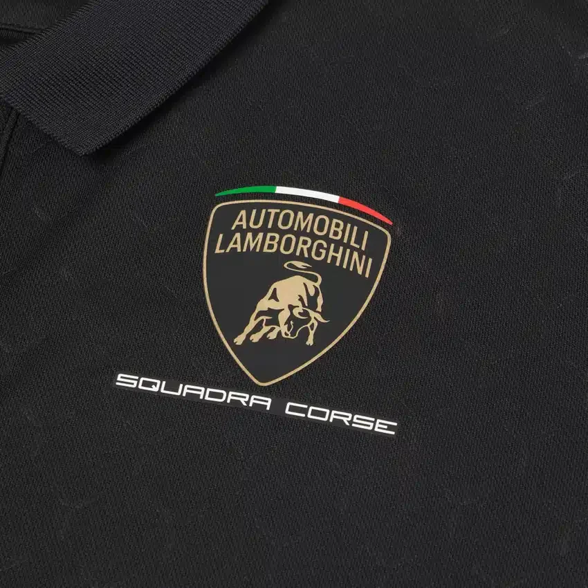 Automobili Lamborghini Squadra Corse zwart poloshirt voor kinderen Automobili Lamborghini Squadra Corse zwart poloshirt voor kinderen