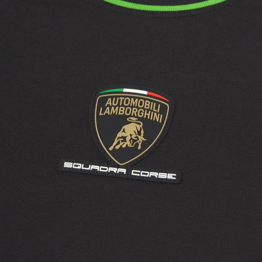 Automobili Lamborghini Squadra Corse Zwart sport-T-shirt voor kinderen Automobili Lamborghini Squadra Corse Zwart sport-T-shirt voor kinderen