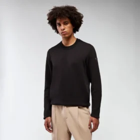 Mooncrest-sweatshirt met ronde hals en geribde biesjes