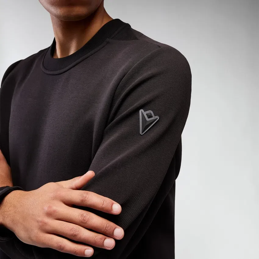 Mooncrest-sweatshirt met ronde hals en geribde biesjes Mooncrest-sweatshirt met ronde hals en geribde biesjes