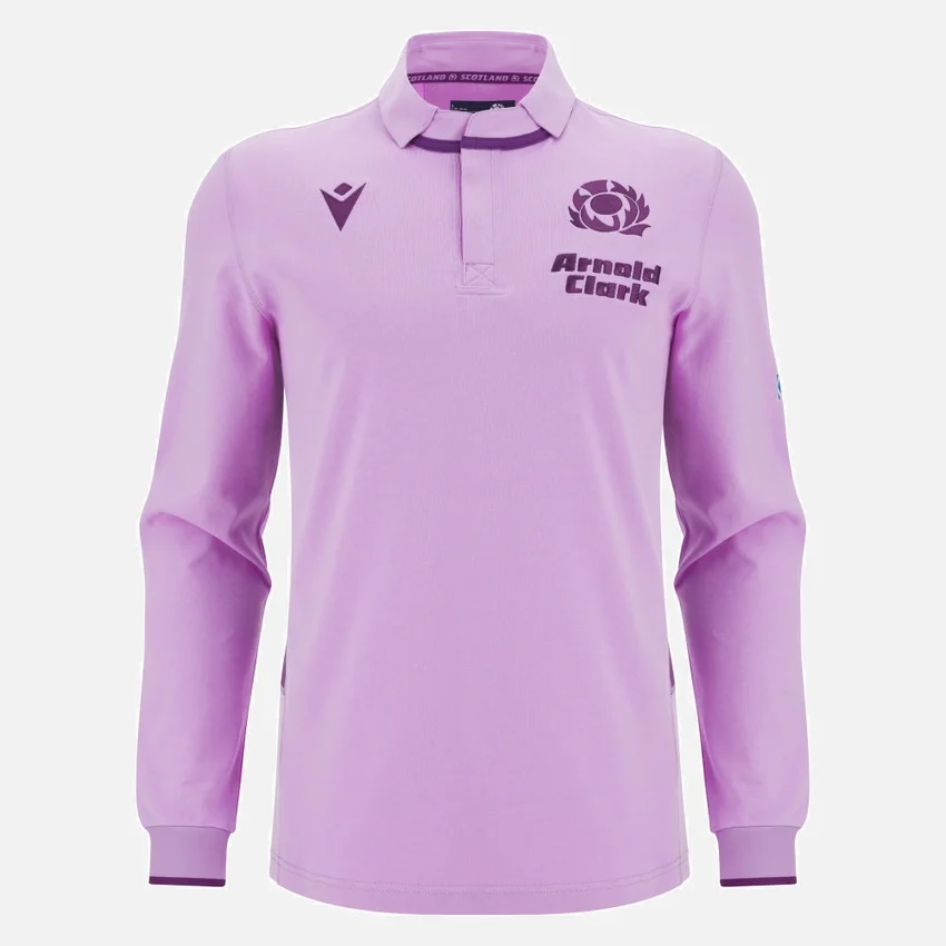 Scottish Rugby 2025/26 Uitwedstrijd Katoenen shirt met lange armstukken Scottish Rugby 2025/26 Uitwedstrijd Katoenen shirt met lange armstukken