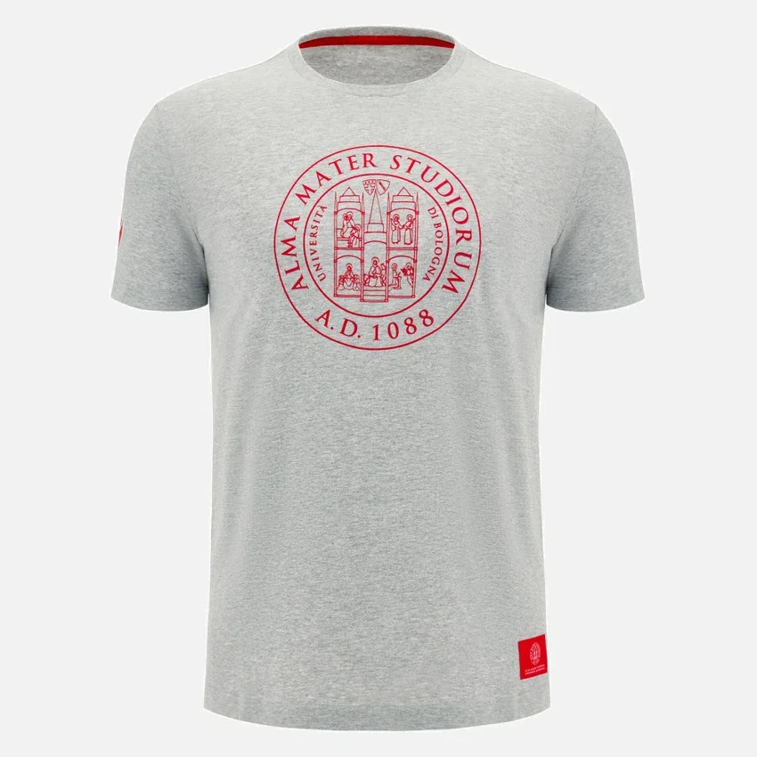 Unibo-collectie Grijs gemêleerd katoen T-shirt voor volwassenen Unibo-collectie Grijs gemêleerd katoen T-shirt voor volwassenen