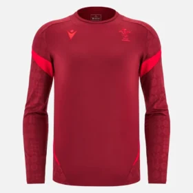 Welsh Rugby 2025/26 Dieprood T-shirt met lange armstukken