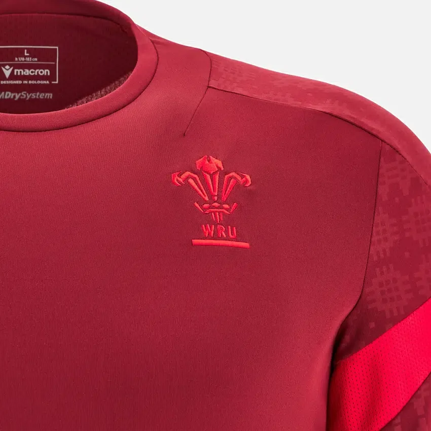 Welsh Rugby 2025/26 Dieprood T-shirt met lange armstukken Welsh Rugby 2025/26 Dieprood T-shirt met lange armstukken