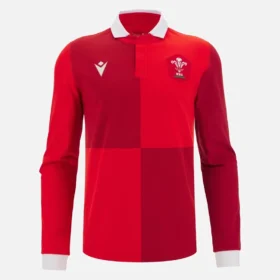 Welsh Rugby 2025/26 thuis overhemd met lange armstukken van katoen