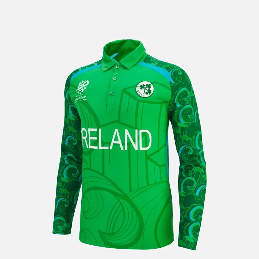 Wereldkampioenschap 2026 Ierland Cricket Team T-20 Junior wedstrijdshirt met lange armstukken Wereldkampioenschap 2026 Ierland Cricket Team T-20 Junior wedstrijdshirt met lange armstukken