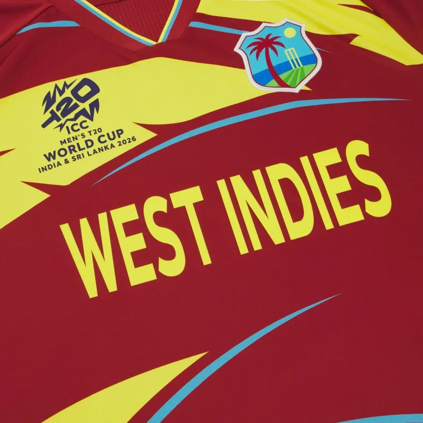 Wereldkampioenschap 2026 West-Indië Cricket T-20 Wedstrijdshirt Wereldkampioenschap 2026 West-Indië Cricket T-20 Wedstrijdshirt